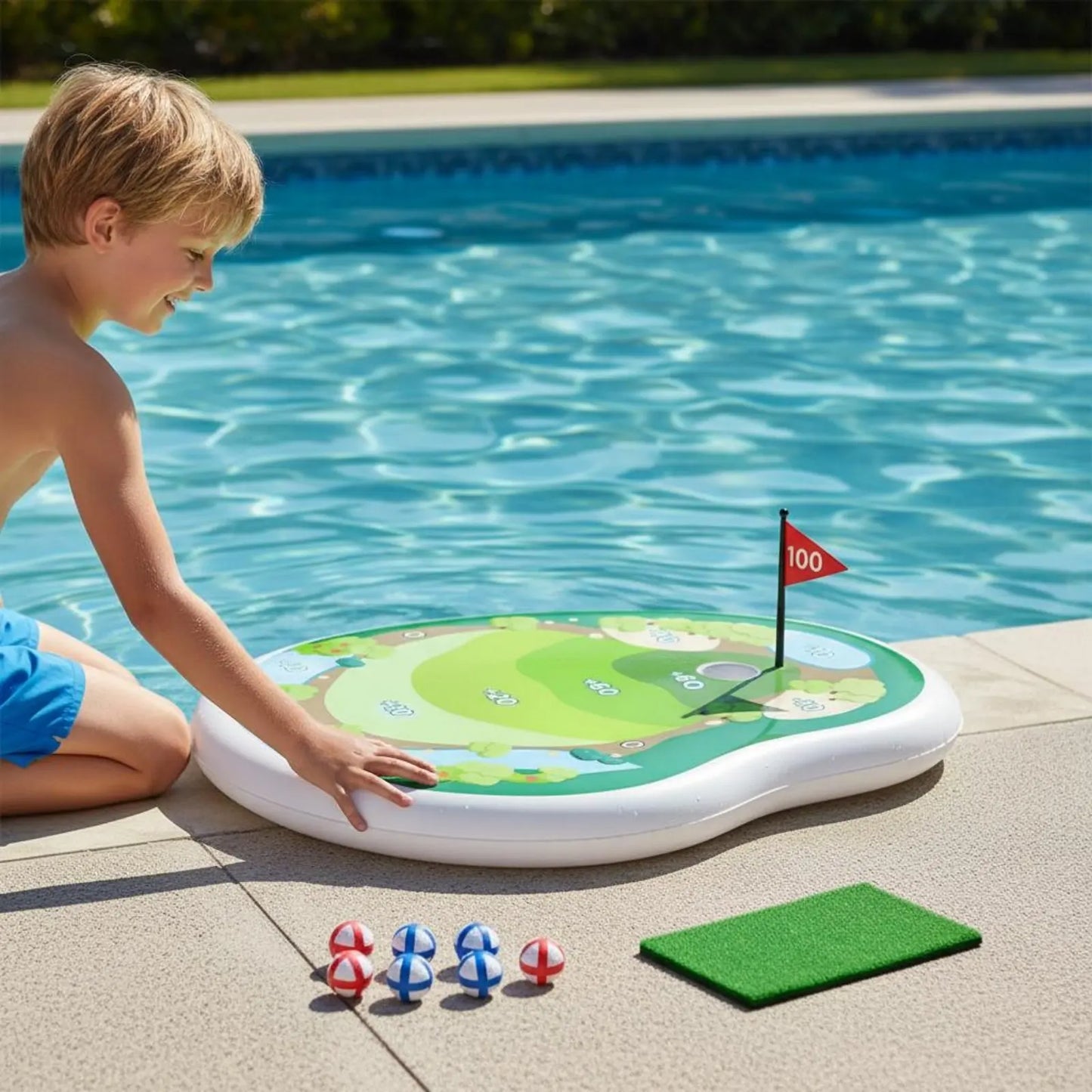 Inflatable Pool Golf Game — Floating Putting Green Set for Kids