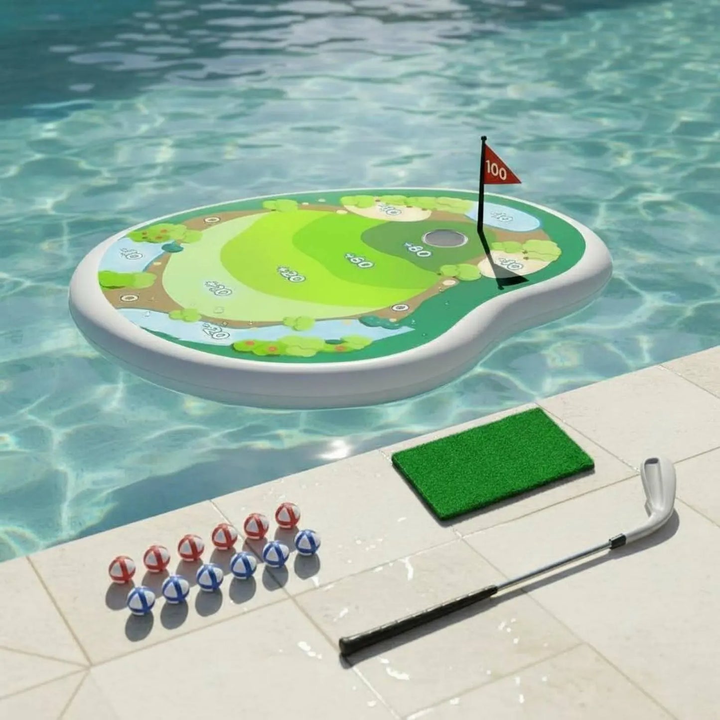 Inflatable Pool Golf Game — Floating Putting Green Set for Kids